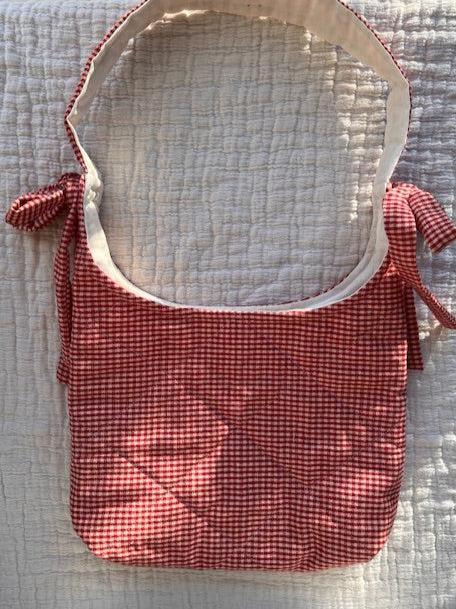 Bow Bag- Red & Cream Gingham